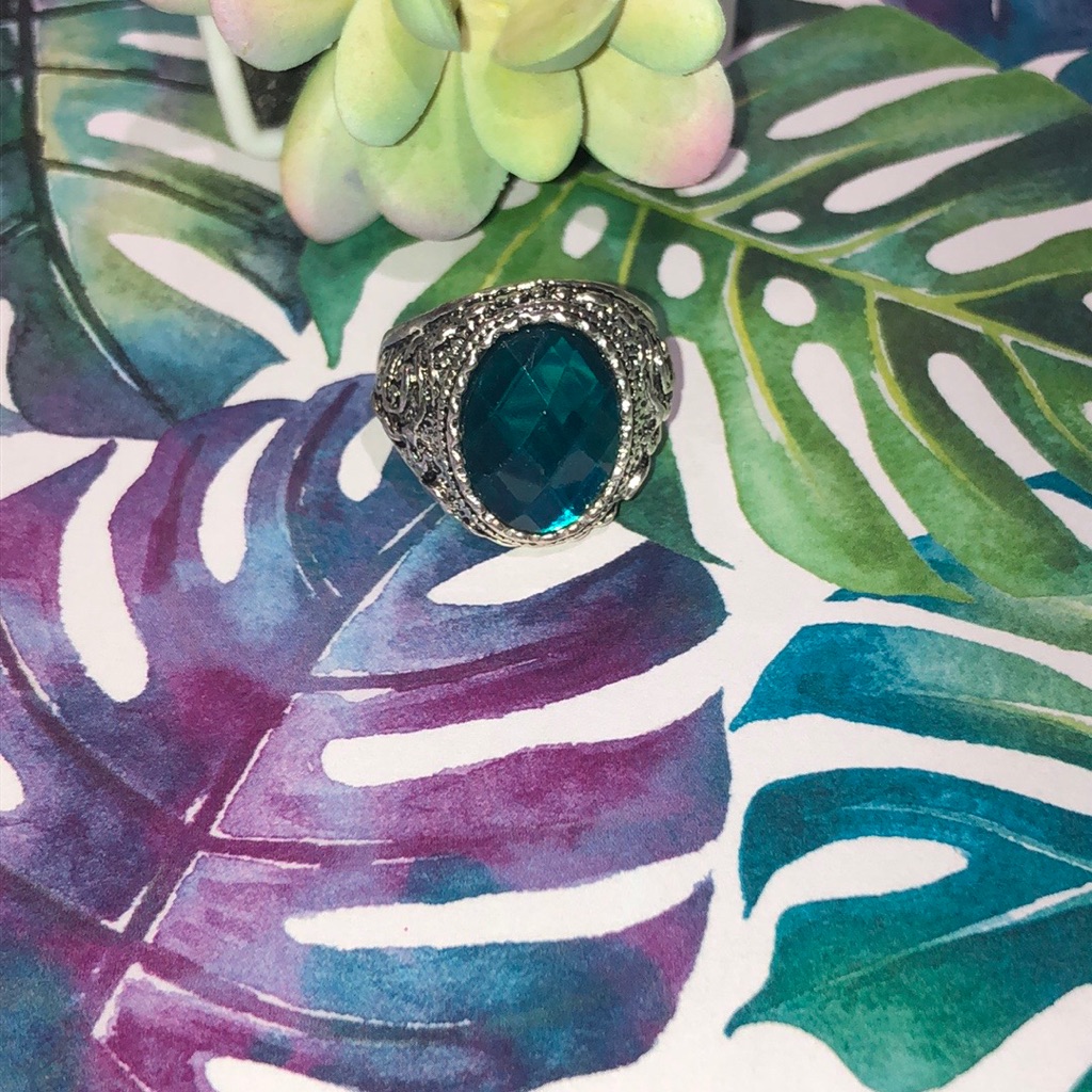 Silver Teal Ring